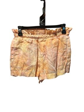Bella Dahl Peach Tie-Dye High Waist Pull On Linen Shorts XS